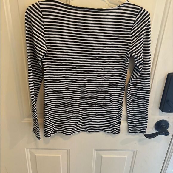 J. Crew Navy and White Striped Women's Top - Picture 2 of 4